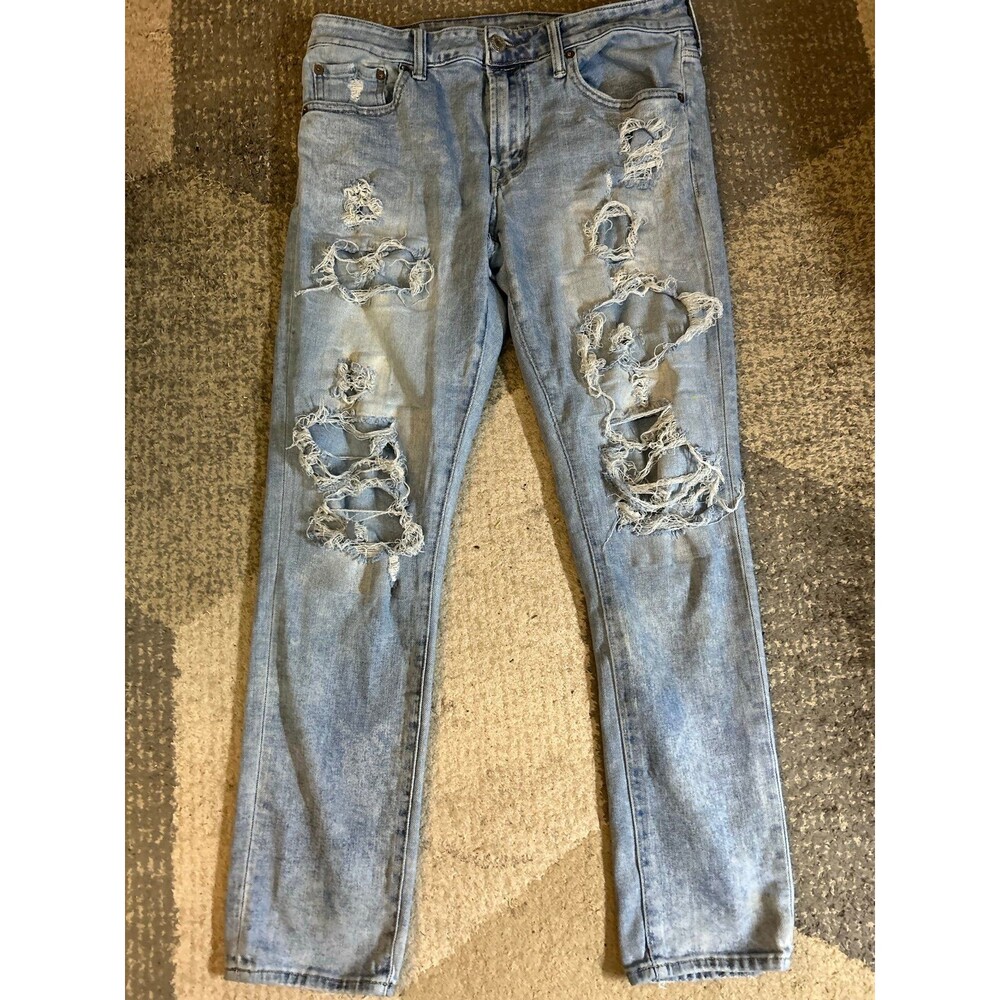 AE AirFlex + Patched Distressed Skinny Jeans Light Wash Mens 33 x 30